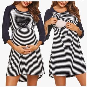 Women's Maternity Dress Nursing Nightgown for Breastfeeding Gown Sleepwear